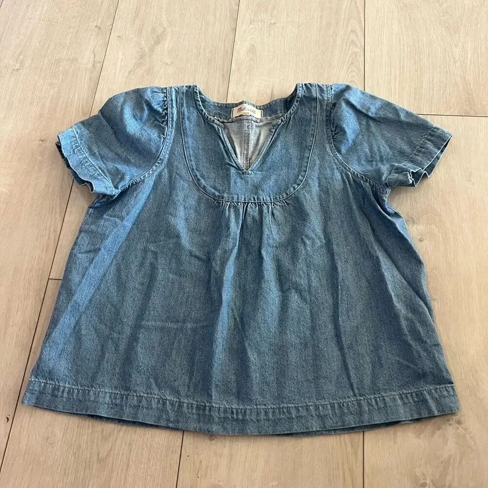 Madewell Denim Popover Swing Top size XS